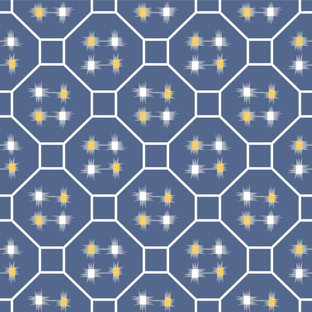 Japanese Square Octagon Line Vector Seamless Patternのイラスト素材