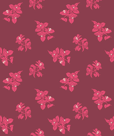 Japanese Wild Bouquet Motif Vector Seamless Patternのイラスト素材