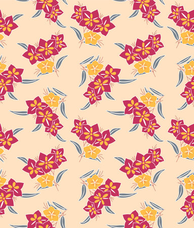 Japanese Star Flower Bouquet Vector Seamless Patternのイラスト素材