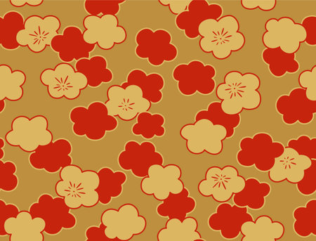 Japanese Cute Round Cherry Blossom Vector Seamless Patternのイラスト素材