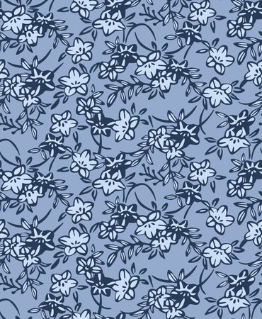 Japanese Garden Flower Leaf Vector Seamless Patternのイラスト素材