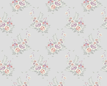 Japanese Romantic Bouquet Vector Seamless Patternのイラスト素材