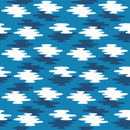Japanese Round Cloud Vector Seamless Patternのイラスト素材