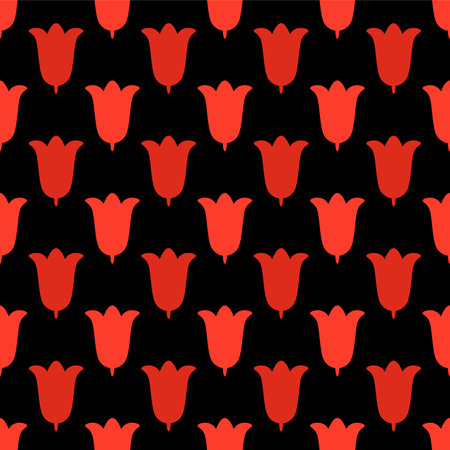 Japanese Pretty Tulip Flower Motif Vector Seamless Patternのイラスト素材