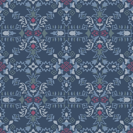 Japanese Wild Flower Diamond Vector Seamless Patternのイラスト素材