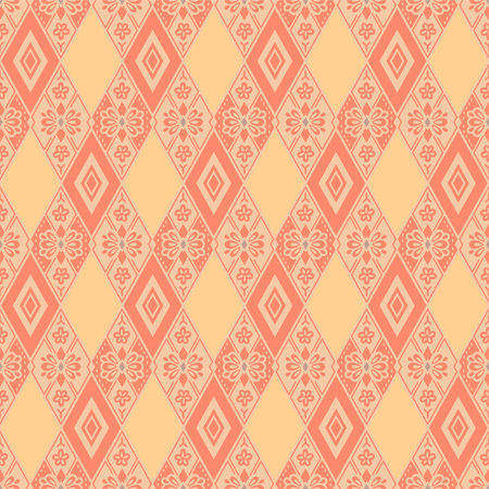 Japanese Flower Diamond Vector Seamless Patternのイラスト素材