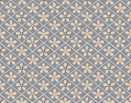 Japanese Cute Flower Diamond Vector Seamless Patternのイラスト素材
