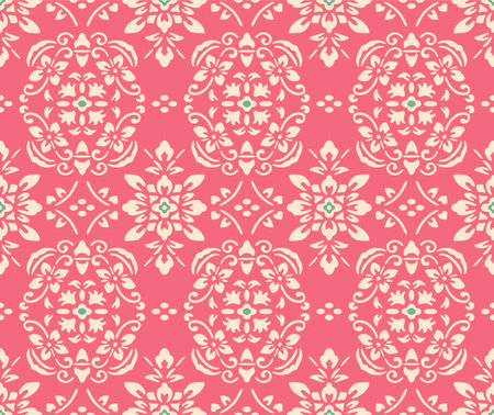 Japanese Luxury Flower Motif Vector Seamless Patternのイラスト素材