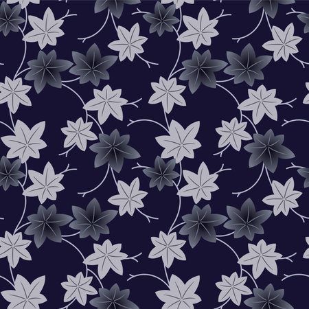 Japanese Leaf Branch Vector Seamless Patternのイラスト素材