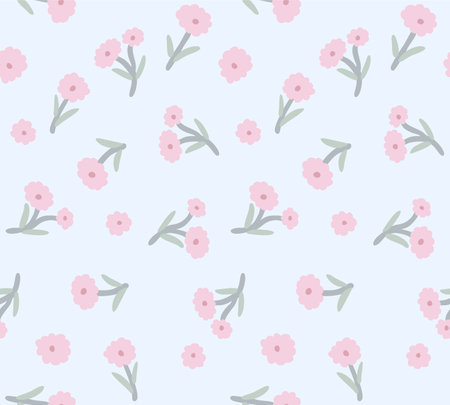 Japanese Cute Pink Flower Vector Seamless Patternのイラスト素材