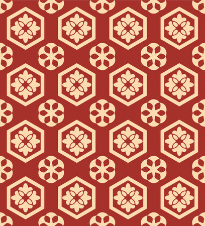 Japanese Star Hexagon Vector Seamless Patternのイラスト素材