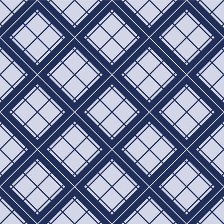 Japanese Diamond Square Line Vector Seamless Pattern