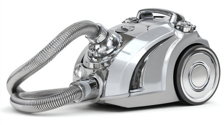 This sleek silver vacuum cleaner combines modern design with powerful functionality. Ideal for efficient home cleaning, it features a flexible hose for easy maneuverability.の素材