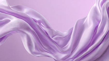This image showcases an elegant lilac fabric flowing gracefully against a soft purple background, perfect for fashion and interior design projects.の素材