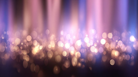 This image features a stunning arrangement of soft bokeh lights in hues of purple and blue, presenting an ethereal background ideal for creative projects.の素材