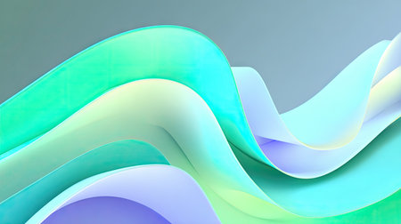 A captivating abstract image showcasing smooth waves in gradient shades of blue, green, and purple, perfect for use in creative and modern design projects.の素材