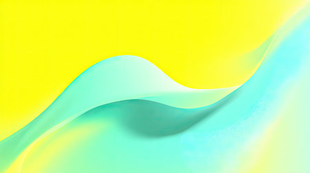 A captivating abstract background featuring soft waves and a colorful gradient of yellow and turquoise, ideal for modern designs and artistic projects.の素材