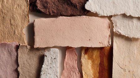 A stunning collection of various handmade paper pieces showcasing natural textures and colors. Ideal for creative projects, design ideas, and artistic inspiration.の素材