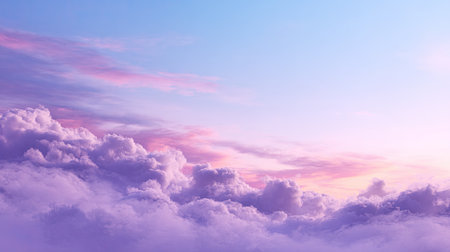 A breathtaking view of colorful clouds during sunset featuring soft hues of pink and purple against a serene sky, creating a tranquil atmosphere.の素材