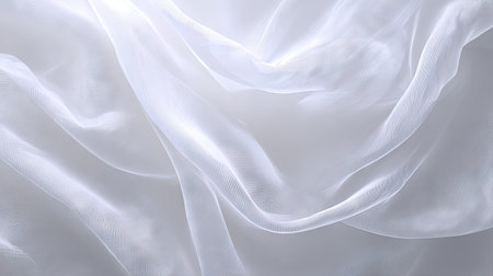 This image features a soft white fabric background with gentle, flowing textures, perfect for elegant design projects and minimalist aesthetics.の素材