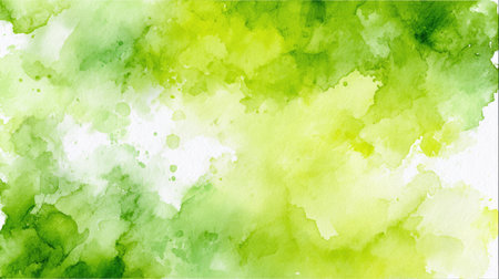 This stunning abstract watercolor background features a blend of fresh green and yellow hues, perfect for artistic projects and creative design endeavors.の素材