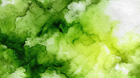 This vibrant green watercolor abstract background features soft blending and rich textures, perfect for creative projects and artistic designs.の素材