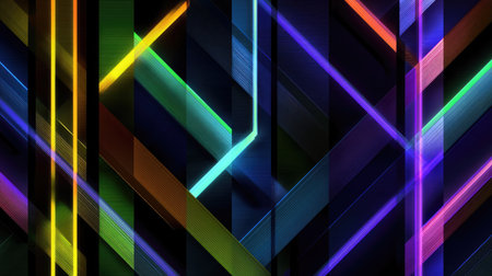 This vibrant abstract image features colorful lines against a dark background, creating a dynamic and modern texture with illuminating effects. Ideal for creative projects.の素材