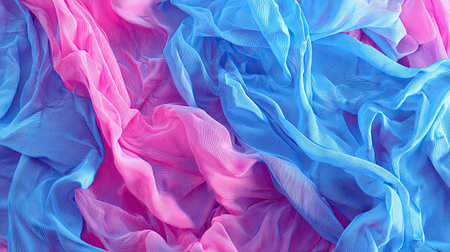 Capture the essence of softness with these flowing fabric textures in pink and blue shades. Perfect for backgrounds, fashion designs, and creative projects.の素材