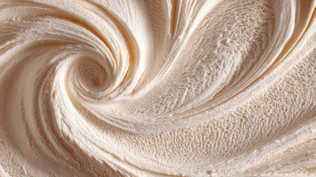 This stunning image showcases a creamy swirl of smooth vanilla texture, perfect for use in culinary designs and dessert presentations. The inviting colors and soft patterns evoke a sense of indulgence and appeal.の素材