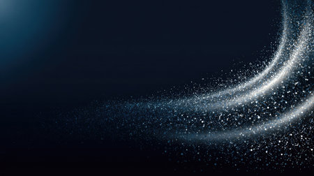 A stunning image showcasing shimmering dust particles flowing gracefully against a dark background, perfect for creating a magical atmosphere in various design projects.の素材