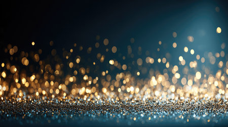 This stunning image showcases a beautiful blend of golden and blue bokeh effects, creating a captivating background perfect for various creative projects.の素材