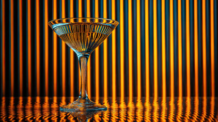 This stunning image features an elegant glass cocktail set against a vibrant striped background, creating a captivating visual aesthetic perfect for bar-themed use.の素材