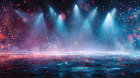 Stunning background featuring vibrant lights and colorful flare, ideal for events, performances, and artistic visual presentations. Perfect for creating an immersive atmosphere.の素材