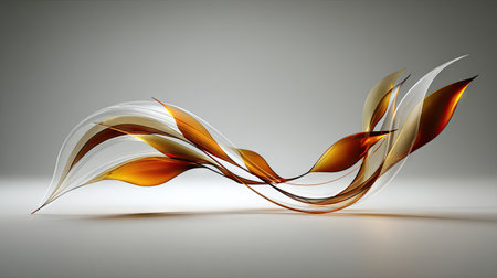 This captivating abstract art piece features flowing forms in warm tones against a minimalist background, evoking a sense of elegance and creativity.の素材