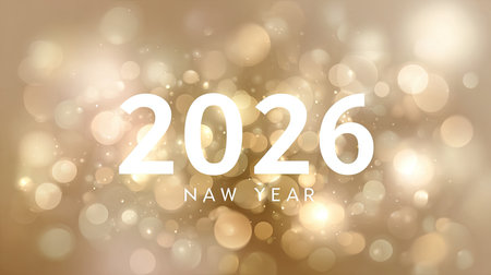 A stunning festive background featuring glowing lights and bokeh effects, perfect for celebrating the arrival of New Year 2026.の素材