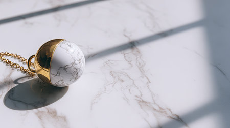 This stylish gold and white marble pendant rests on a bright surface, creating an elegant interplay of light and shadow, perfect for showcasing luxury design.の素材
