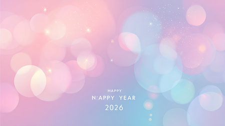 This vibrant and soft background features colorful bokeh lights in pastel shades, perfect for New Year celebrations. It creates a joyful and festive atmosphere ideal for invitations or greetings.の素材