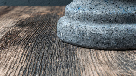 A detailed close-up image showcasing the textured feel of a concrete base atop a rich and weathered wooden surface, perfect for modern design projects.の素材