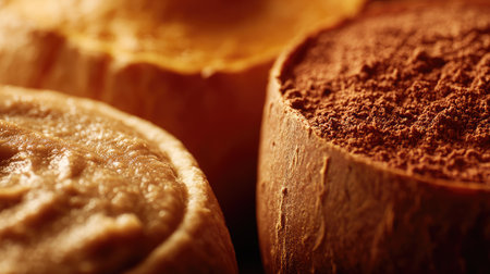 This stunning close-up image showcases the rich textures of organic ingredients, emphasizing their natural beauty and versatility in healthy cooking.の素材