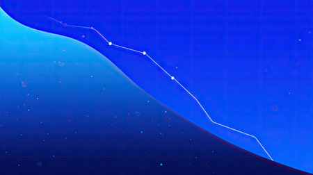 This abstract image showcases a downward trend in data visualization on a blue background, reflecting dynamics in information analysis and technology.の素材