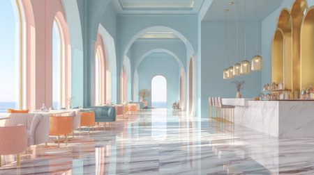 This captivating image showcases a modern cafの素材