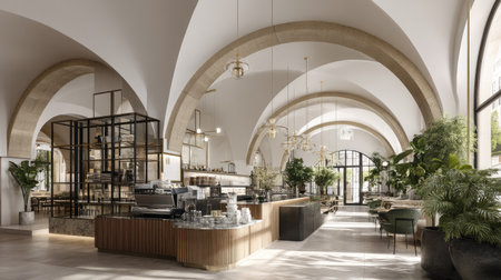 Discover the charming interior of a modern cafの素材