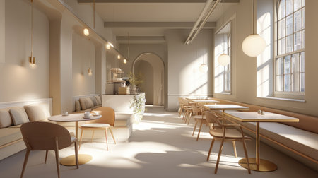 A sunlit and airy cafの素材