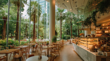 Experience a serene indoor cafの素材