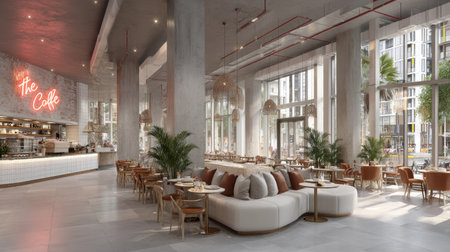 A beautifully designed modern cafの素材