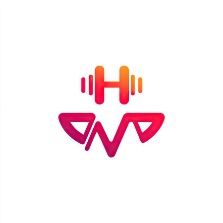This vibrant logo design incorporates sound waves and modern lettering, ideal for branding in fitness, music, or technology sectors. Its abstract style adds a dynamic flair.の素材