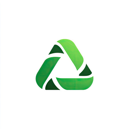 This image features a modern recycling symbol designed in various shades of green, symbolizing sustainability and environmental awareness. Ideal for green initiatives.の素材