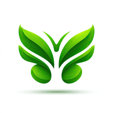 A beautifully crafted logo featuring a butterfly made of green leaves, capturing the essence of nature and growth in a sleek, modern style. Perfect for eco-friendly brands.の素材