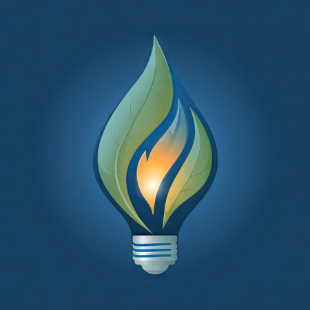 This image features a creative light bulb design intertwined with leaves, symbolizing the fusion of technology and nature in eco-friendly energy solutions.の素材