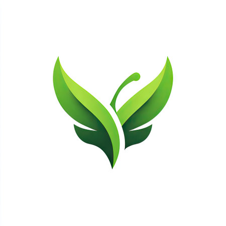 This abstract green butterfly logo embodies nature and growth, showcasing a modern design focused on sustainability and environmental awareness.の素材